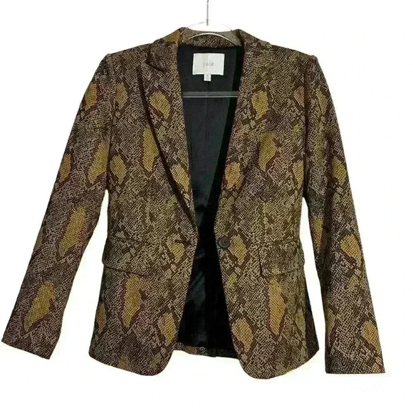 JOIE Anthropologie x REVOLVE Anilah Mesa Snakeskin Python Print Blazer Sz. XXS - Picture 10 of 15